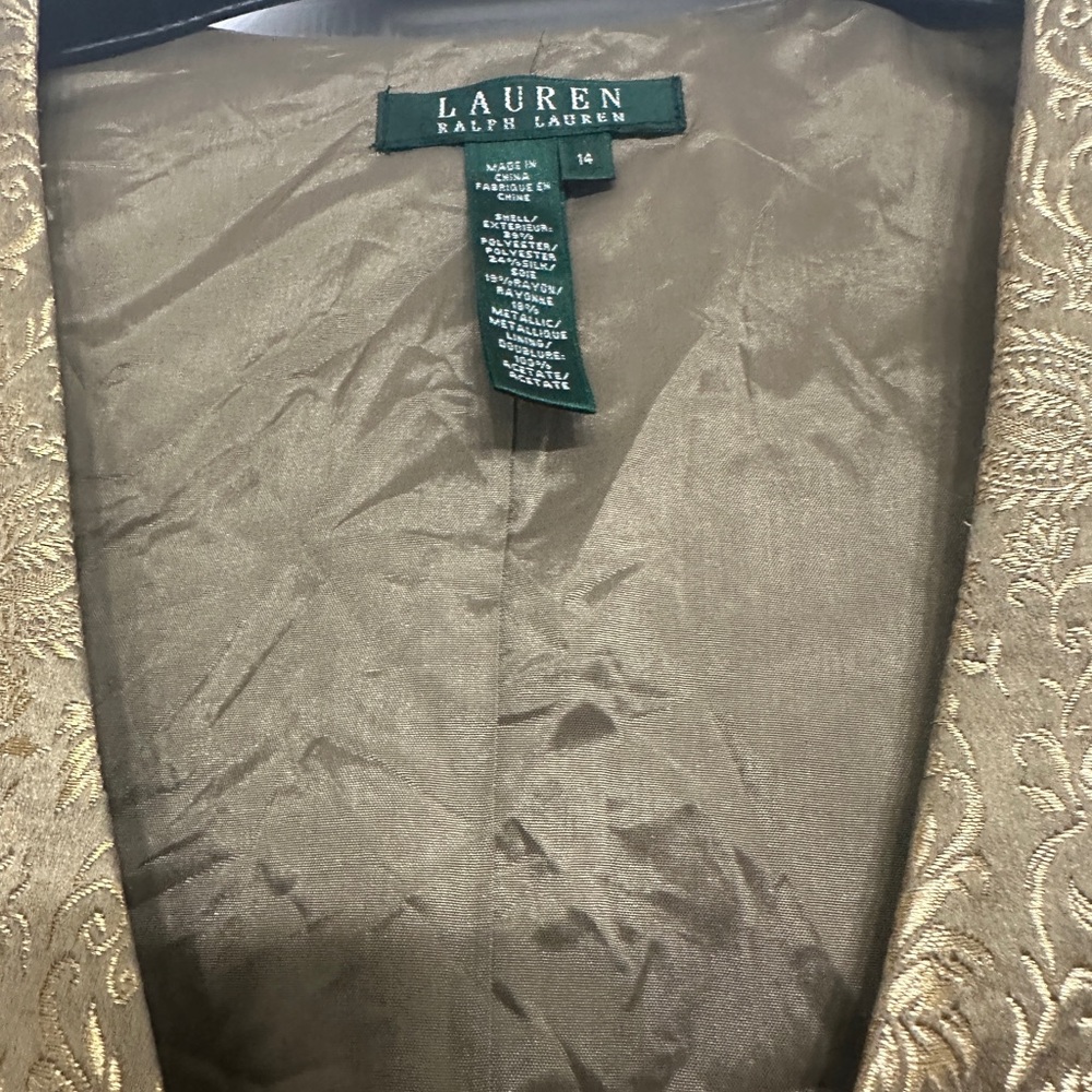 Lauren Ralph Lauren Gold Tan Sleeveless Embellished Top - Picture 4 of 6